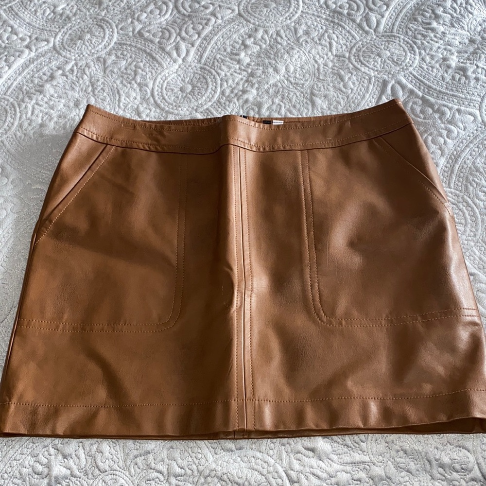 Brown faux leather skirt